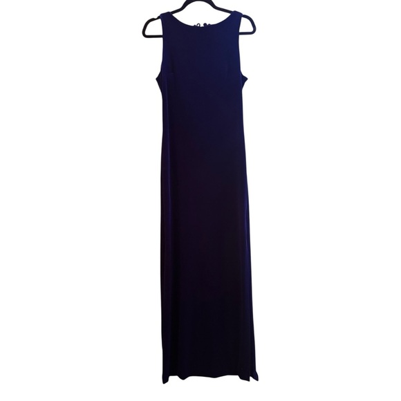 Vintage Navy Blue Velvet Sleeveless Maxi Dress halter prom formal Y2K 90s Jewel - Picture 2 of 13